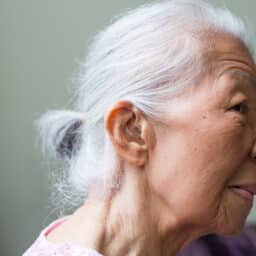 Woman wearing a hearing aid